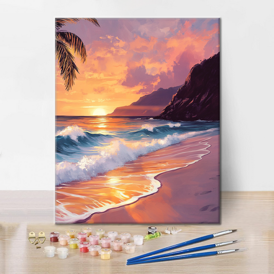 Szczegóły zestawu Dreamy Sunset - Malowanie po numerach - wysokiej jakości płótno i farby akrylowe
