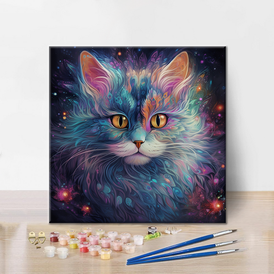 Szczegóły zestawu Ghost Cat - Malowanie po numerach - wysokiej jakości płótno i farby akrylowe