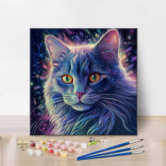 Szczegóły zestawu Magic Kitten - Malowanie po numerach - wysokiej jakości płótno i farby akrylowe