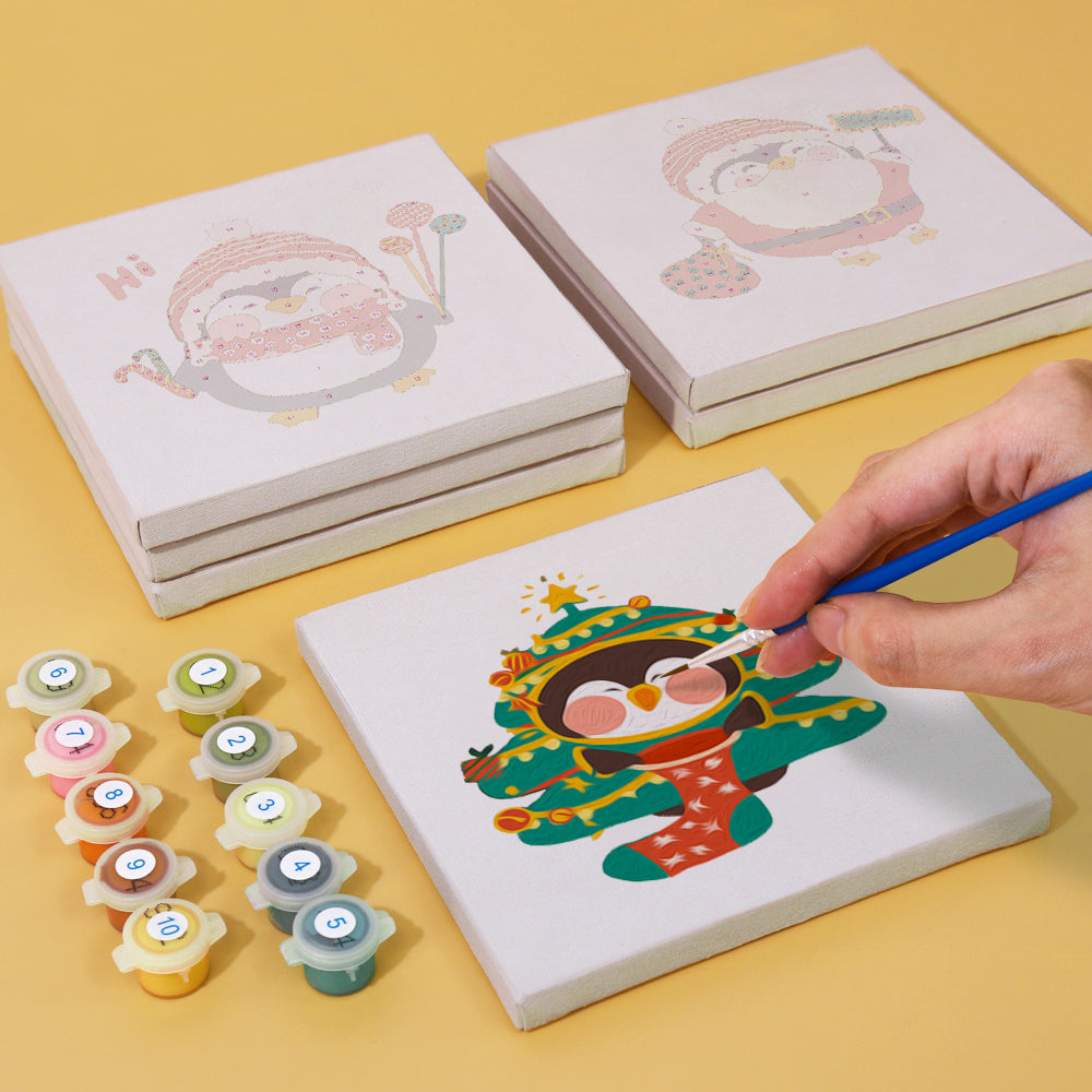 Pingwin świąteczny - Malowanie po numerach Numery