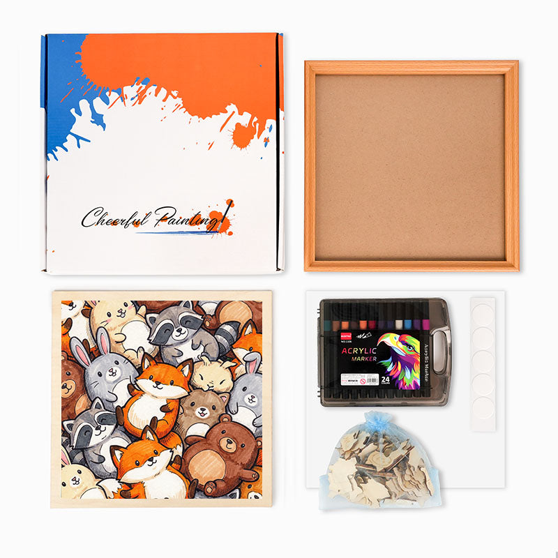 Przyjaciele Leśni - Drewniana układanka do kolorowania