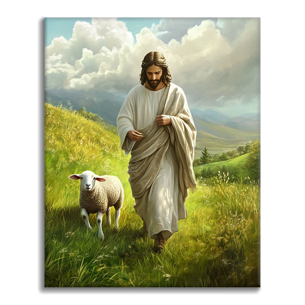 Jezus i owce - Malowanie po numerach