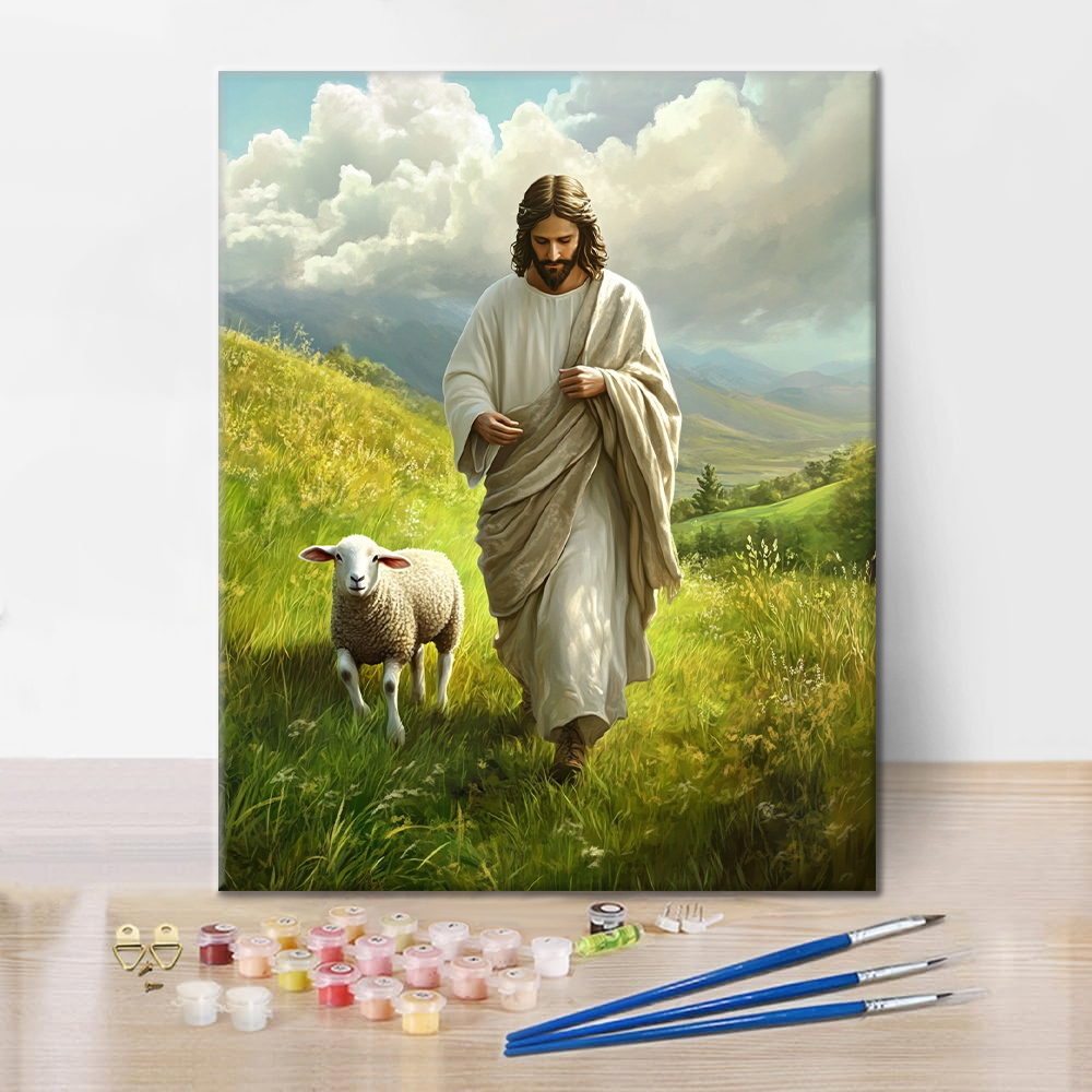 Jezus i owce - Malowanie po numerach