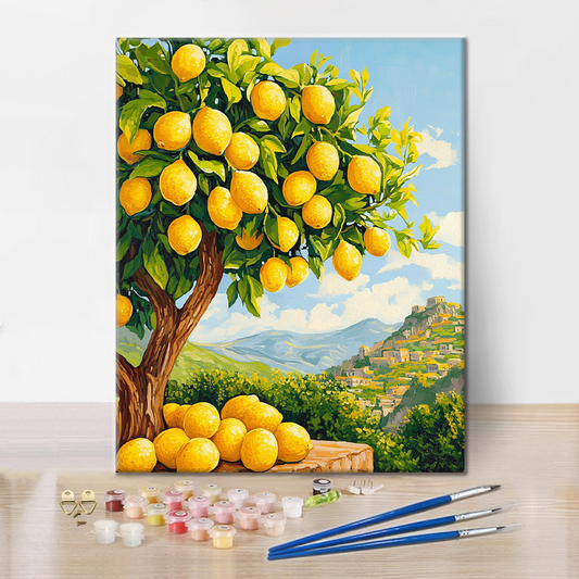 Szczegóły zestawu Lemon Tree - Malowanie po numerach - wysokiej jakości płótno i farby akrylowe