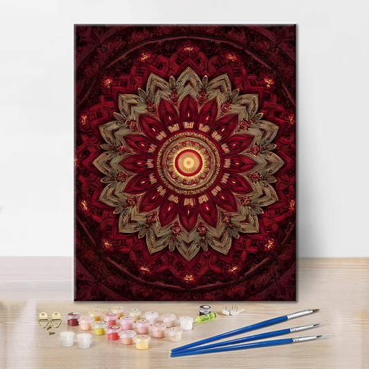 Szczegóły zestawu Celestial Mandala - Malowanie po numerach - wysokiej jakości płótno i farby akrylowe