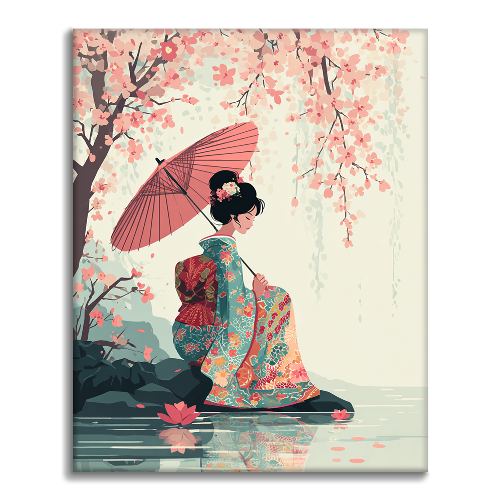 Parasol Sakura - Malowanie po numerach