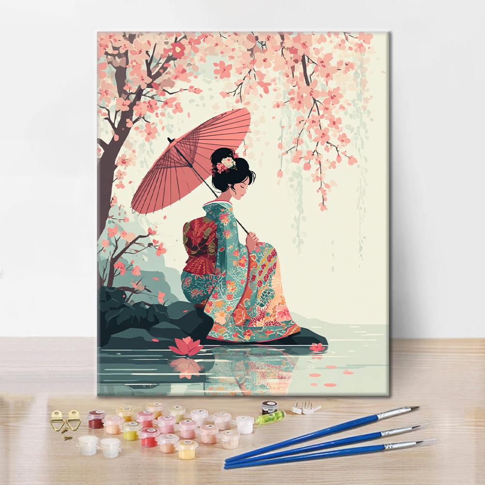 Parasol Sakura - Malowanie po numerach