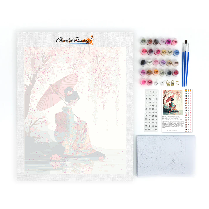 Parasol Sakura - Malowanie po numerach