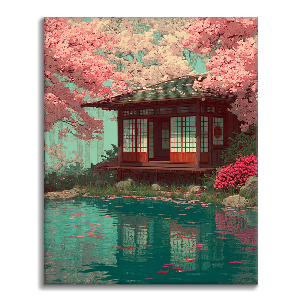 Cherry Blossom Serenity - Malowanie po numerach