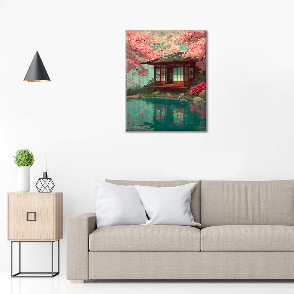 Cherry Blossom Serenity - Malowanie po numerach