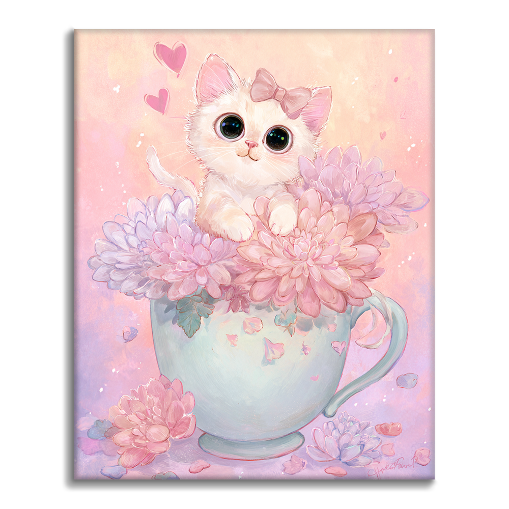 Tea Time Kitten - Malowanie po numerach