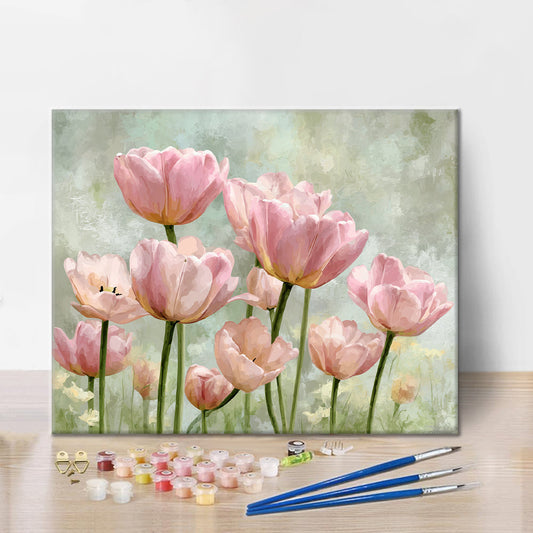 Szczegóły zestawu Rząd róż - Malowanie po numerach - wysokiej jakości płótno i farby akrylowe