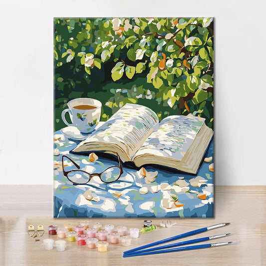 Szczegóły zestawu Po południu – malowanie po numerach - wysokiej jakości płótno i farby akrylowe