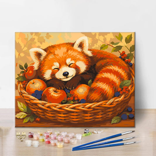 Śpiąca panda ruda – Malowanie po numerach