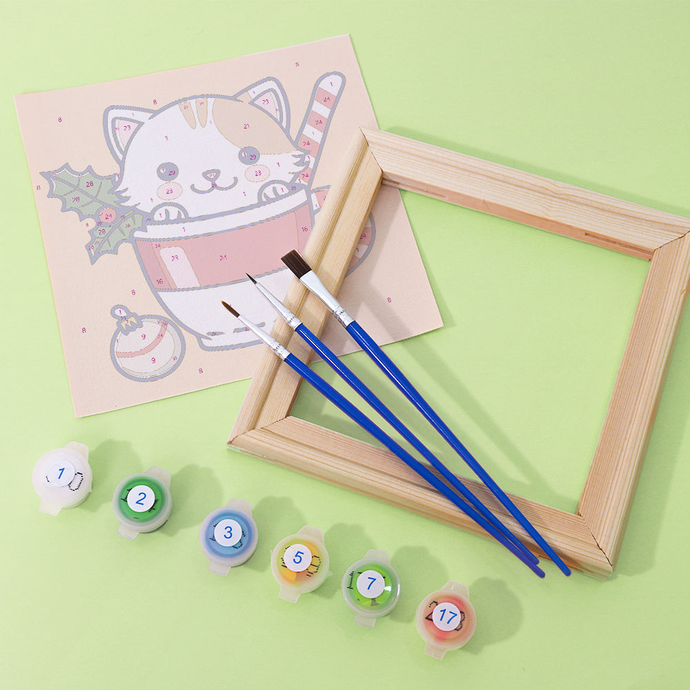 Kociak w filiżance - Malowanie po numerach