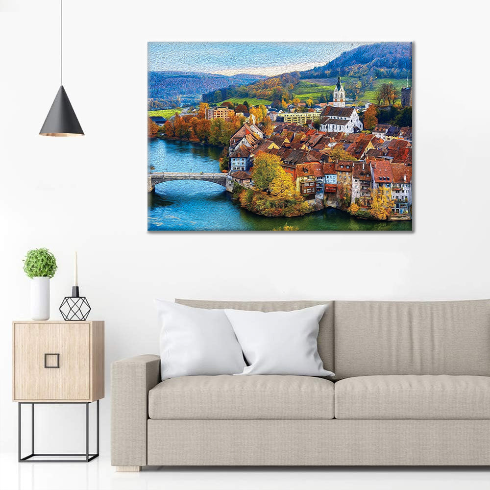 Colorcraft Szwajcarska Wioska Rzeczna - Malowanie po numerach