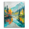 Zestaw Cicha symfonia jesiennego brzegu jeziora - Malowanie po numerach - Cheerful Painting