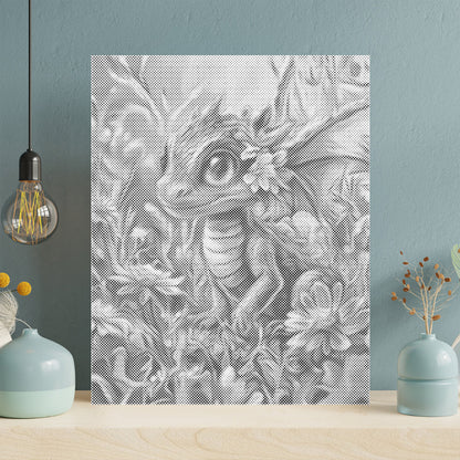 Colorful Dragon Amidst Blossoms - Malowanie kropkami