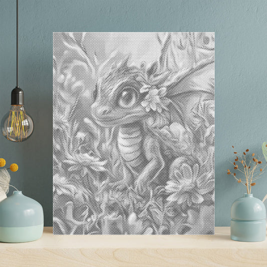 Colorful Dragon Amidst Blossoms - Malowanie kropkami