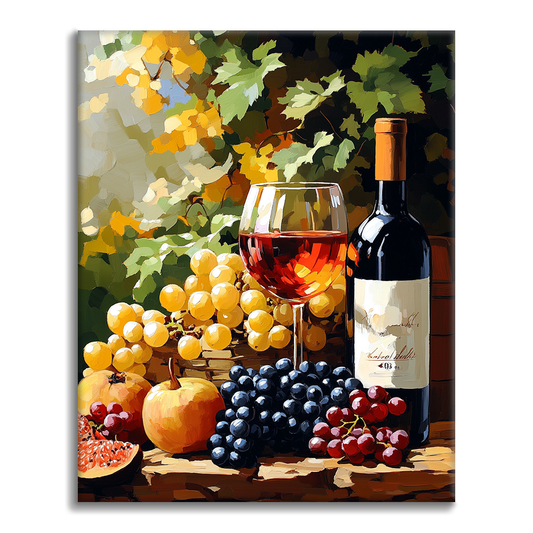Wine and Fruit in Vineyard - Malowanie po numerach