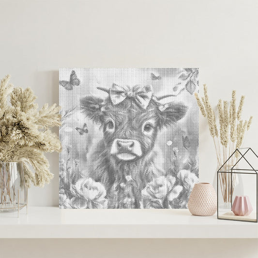 Adorable Highland Calf with Flowers - Malowanie kropkami