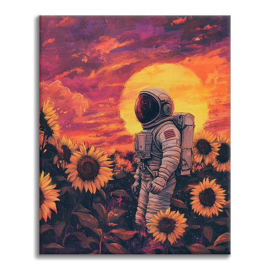 Astronauta na polach słoneczników - Malowanie po numerach