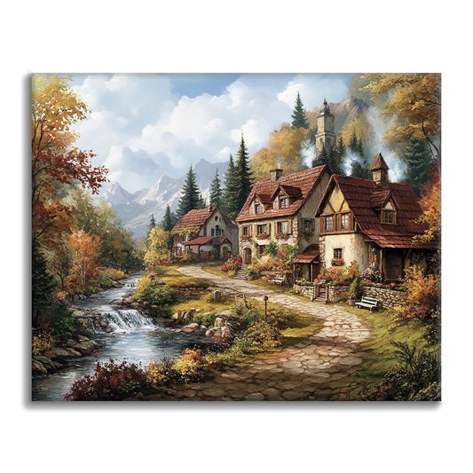 Idyllic Village - Malowanie po numerach Liczby