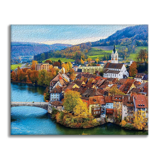 Colorcraft Szwajcarska Wioska Rzeczna - Malowanie po numerach