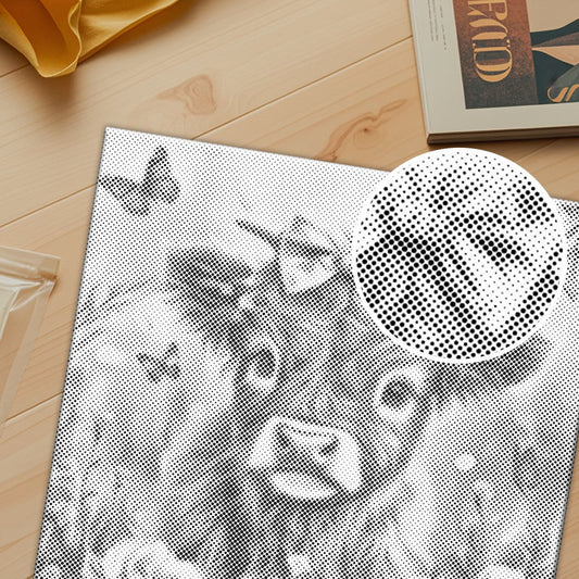 Adorable Highland Calf with Flowers - Malowanie kropkami