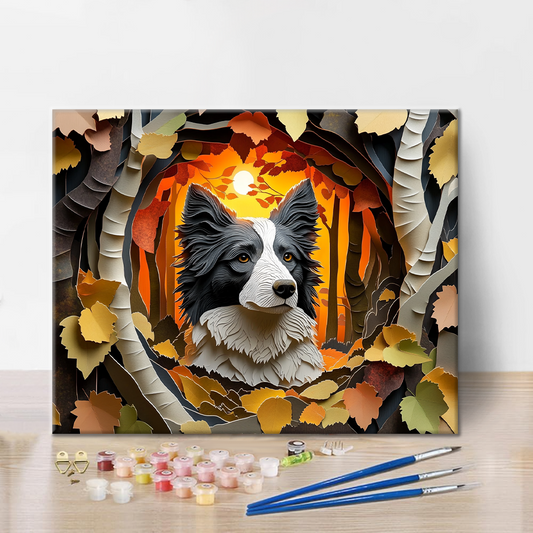Jesienne szepty Border Collie - Malowanie po numerach