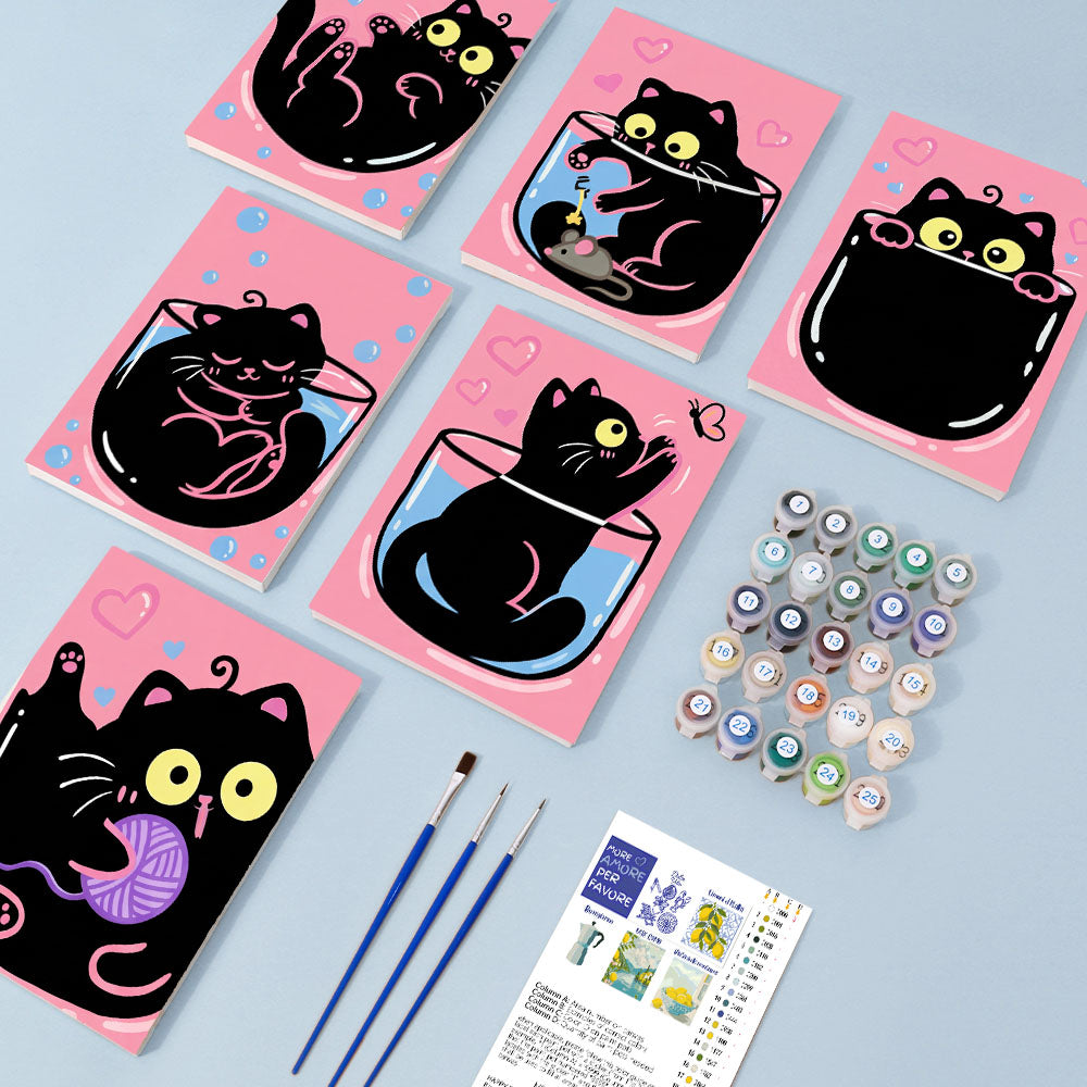 Różowo-czarne koty