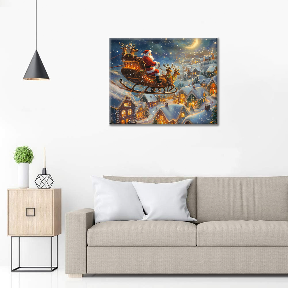 Święty Mikołaj i Sanie - Malowanie po numerach