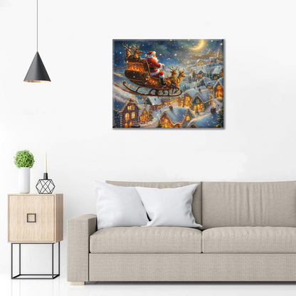 Święty Mikołaj i Sanie - Malowanie po numerach