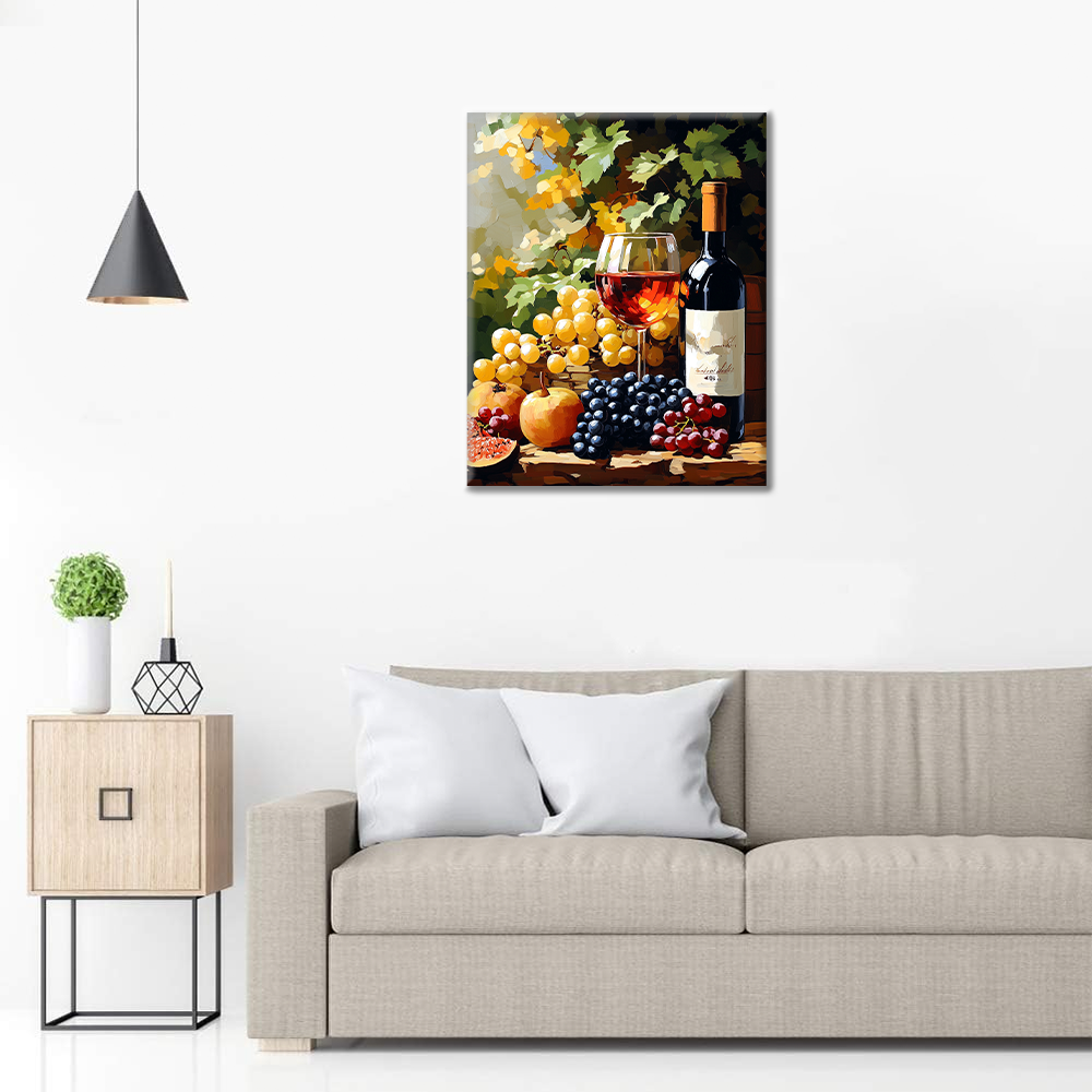Wine and Fruit in Vineyard - Malowanie po numerach