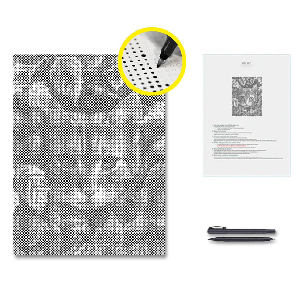 Leaves and Cat - Malowanie kropkami