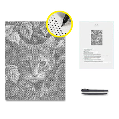Leaves and Cat - Malowanie kropkami