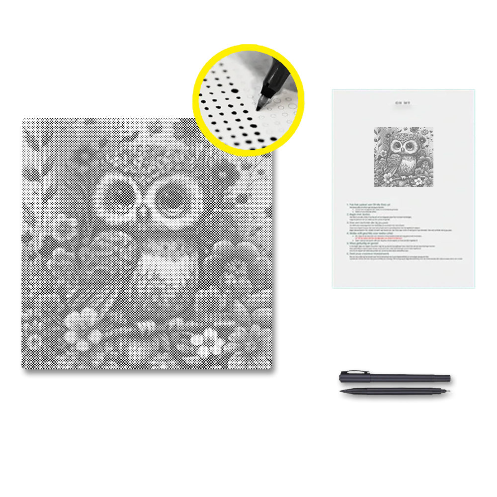 Soft and Cute Baby Owl - Malowanie kropkami