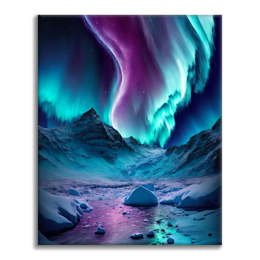 Niebieska Aurora Borealis - Malowanie po numerach