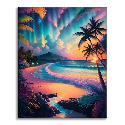 Plaża Synthwave - Malowanie po numerach