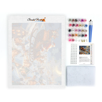 Święty Mikołaj i Sanie - Malowanie po numerach