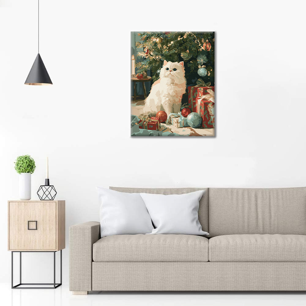 Świąteczny kot – Malowanie po numerach