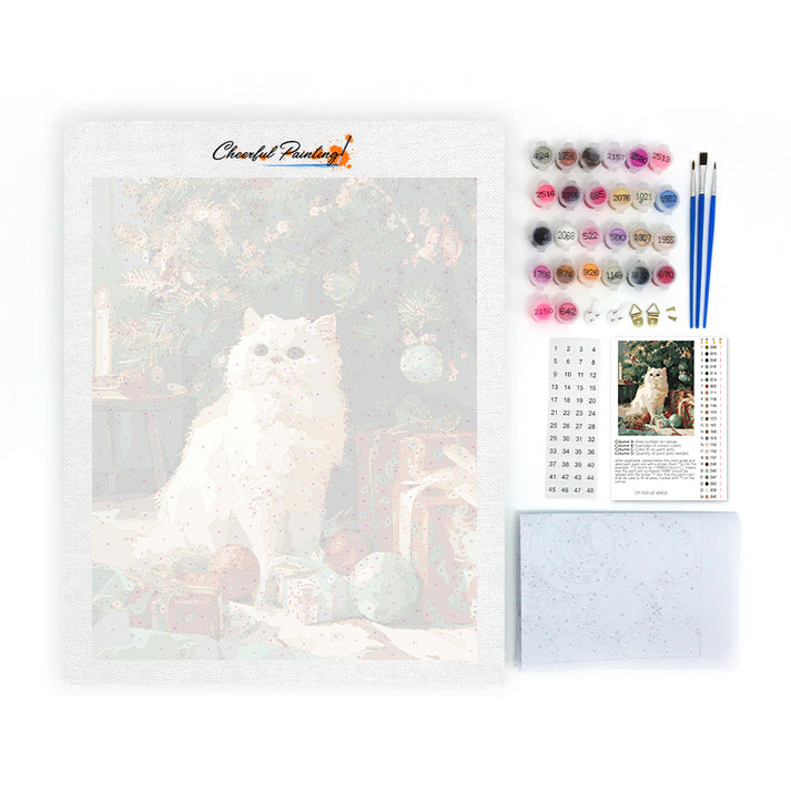 Świąteczny kot – Malowanie po numerach