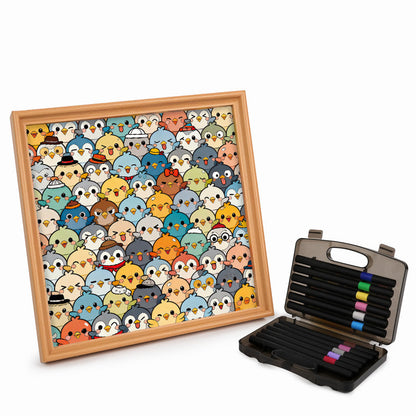 Ptaki - Drewniana układanka do kolorowania