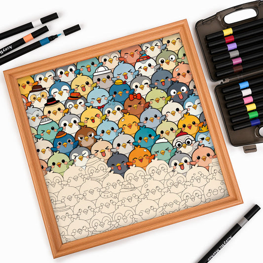 Ptaki - Drewniana układanka do kolorowania