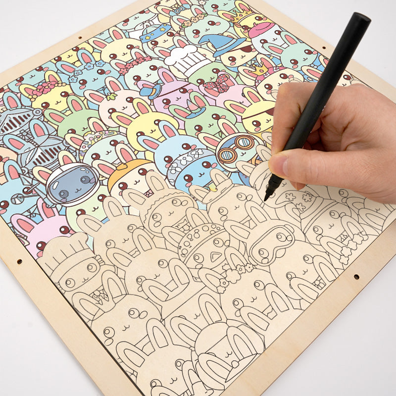 Króliczek - Drewniana układanka do kolorowania