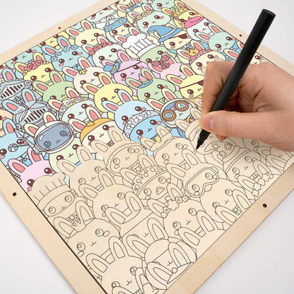 Króliczek - Drewniana układanka do kolorowania