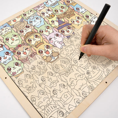 Szynszyla - Drewniana układanka do kolorowania