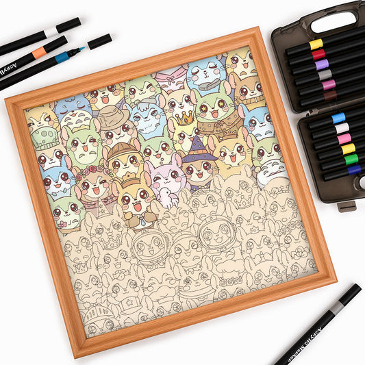 Szynszyla - Drewniana układanka do kolorowania