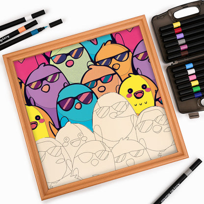 Fajne Ptaki - Drewniana Kolorowanka