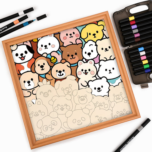 Towarzysze lasu - drewniana układanka do kolorowania